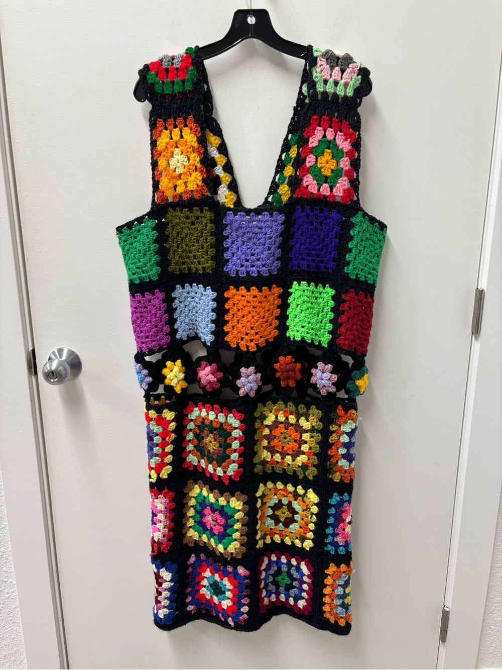 The Series NY Handmade Multicolor Granny Square Crochet Dress in Gabs